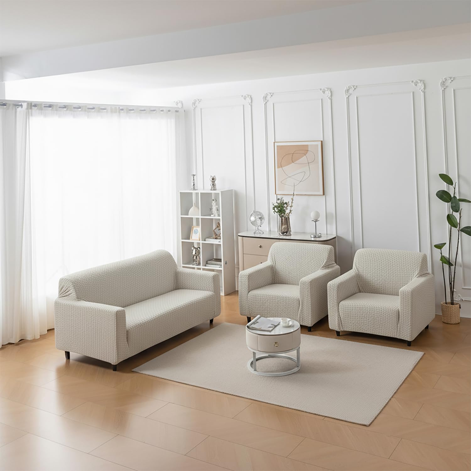 Elegant Jacquard Fabric 220 GSM Sofa Cover (3+1+1)