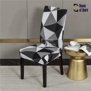 Dining Chair Cover With Table Covers (Black Triangle, 1 Table Cover + 6 Chair Cover)