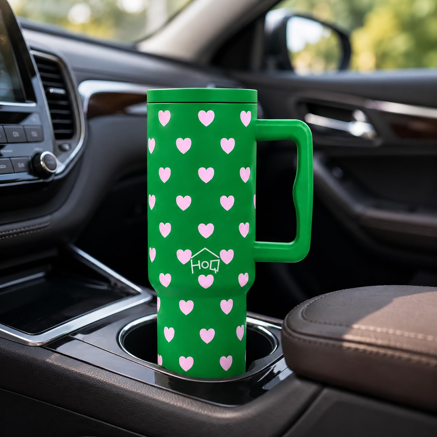 1200ML Stainless Steel Tumbler with Handle & Lid, 2 Straws (Matcha Kiss)