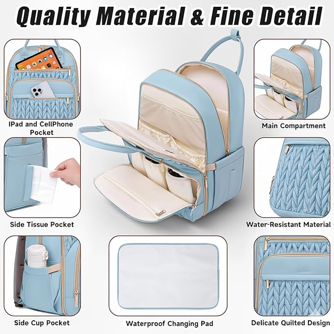 Diaper Bag Backpack for Baby – Waterproof Travel Baby Bag with Changing Pad