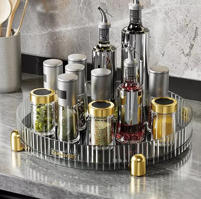 Rotating Storage Spinner Kitchen Food Spices Rack (Grey)
