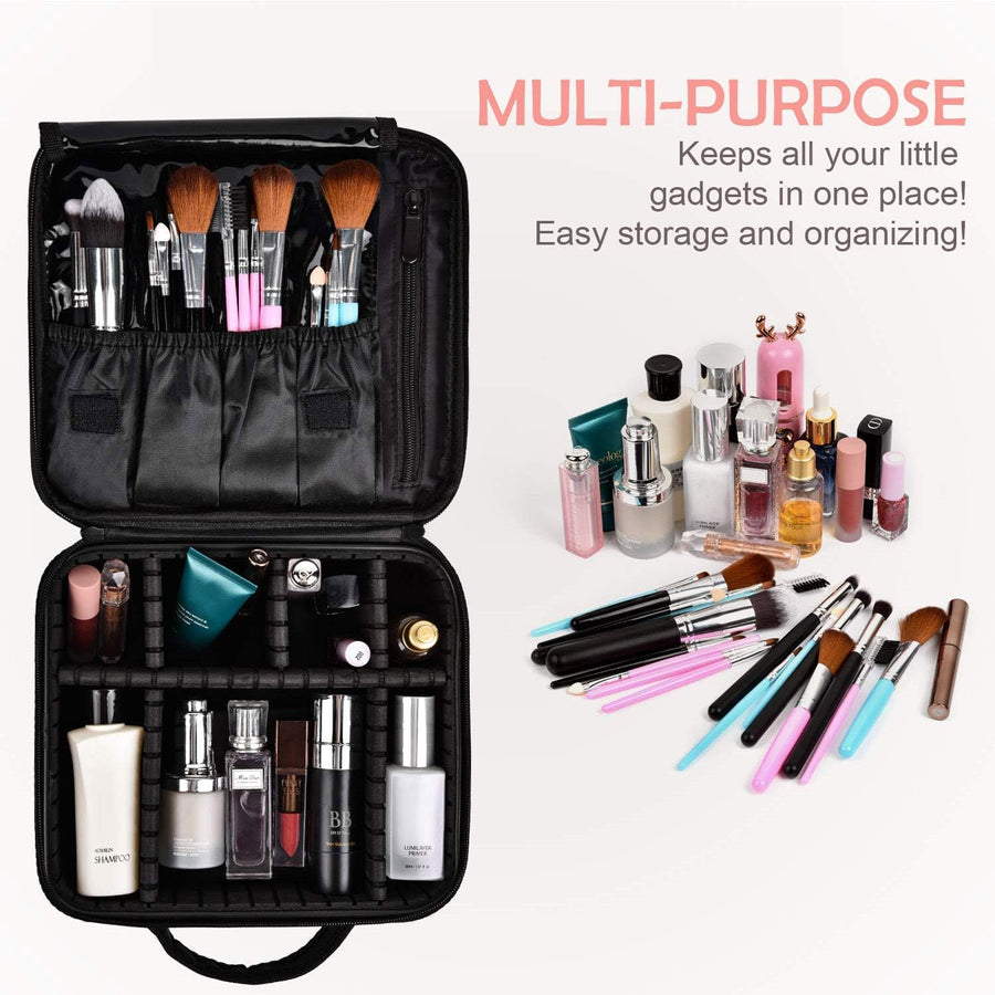 Black Makeup Case & Sky Blue Jewelry Box – Stylish Travel Organizer Set for Sister