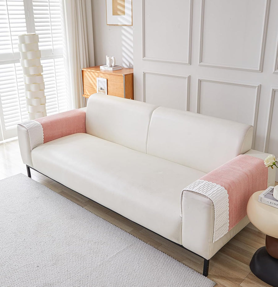 Corduroy French Style Sofa Cover Set – 3 Pcs (2pc Armrest Covers 50x70cm + 1pc Seat Cover) Peach