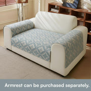 Lumen Series Chenille Jacquard Couch Cover – Quilted Non-Slip Washable Sofa (Blue)