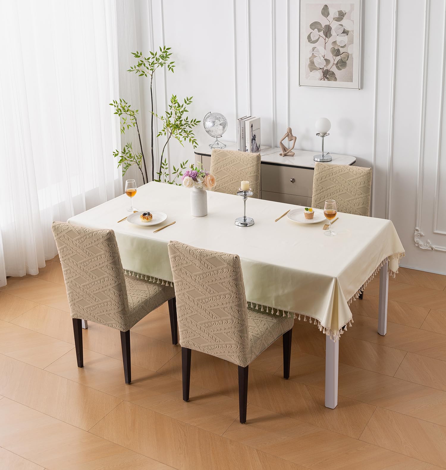 Stretchable Jacquard Chair Cover – 220 GSM- Khaki