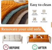 Sofa Cover Mat Leaf Coral Fleece Chenille Fabric Seater Sofa (Charcoal)