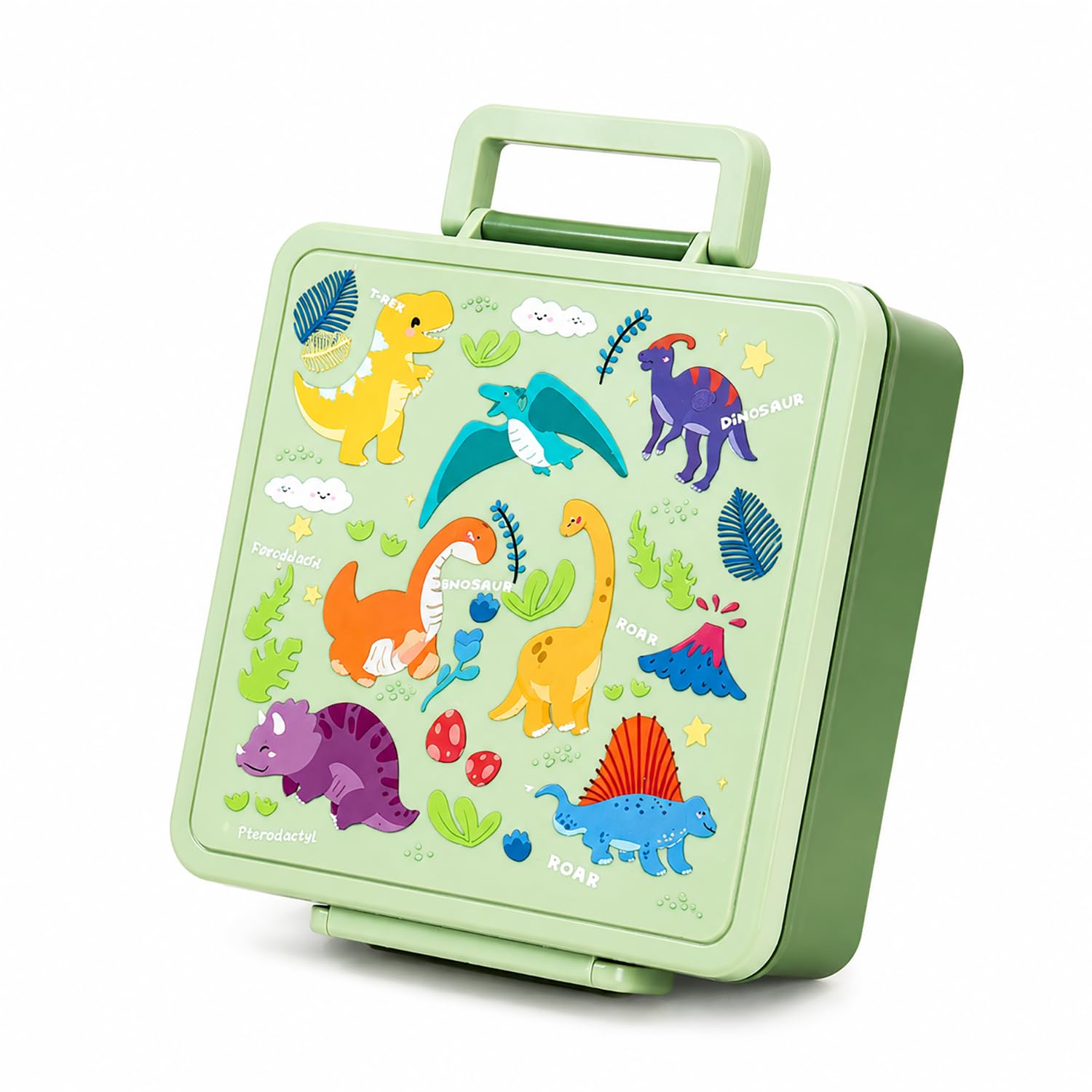 Dinosaur Print Bento Lunch Box, 1800ml with 300ml Removable Bowl