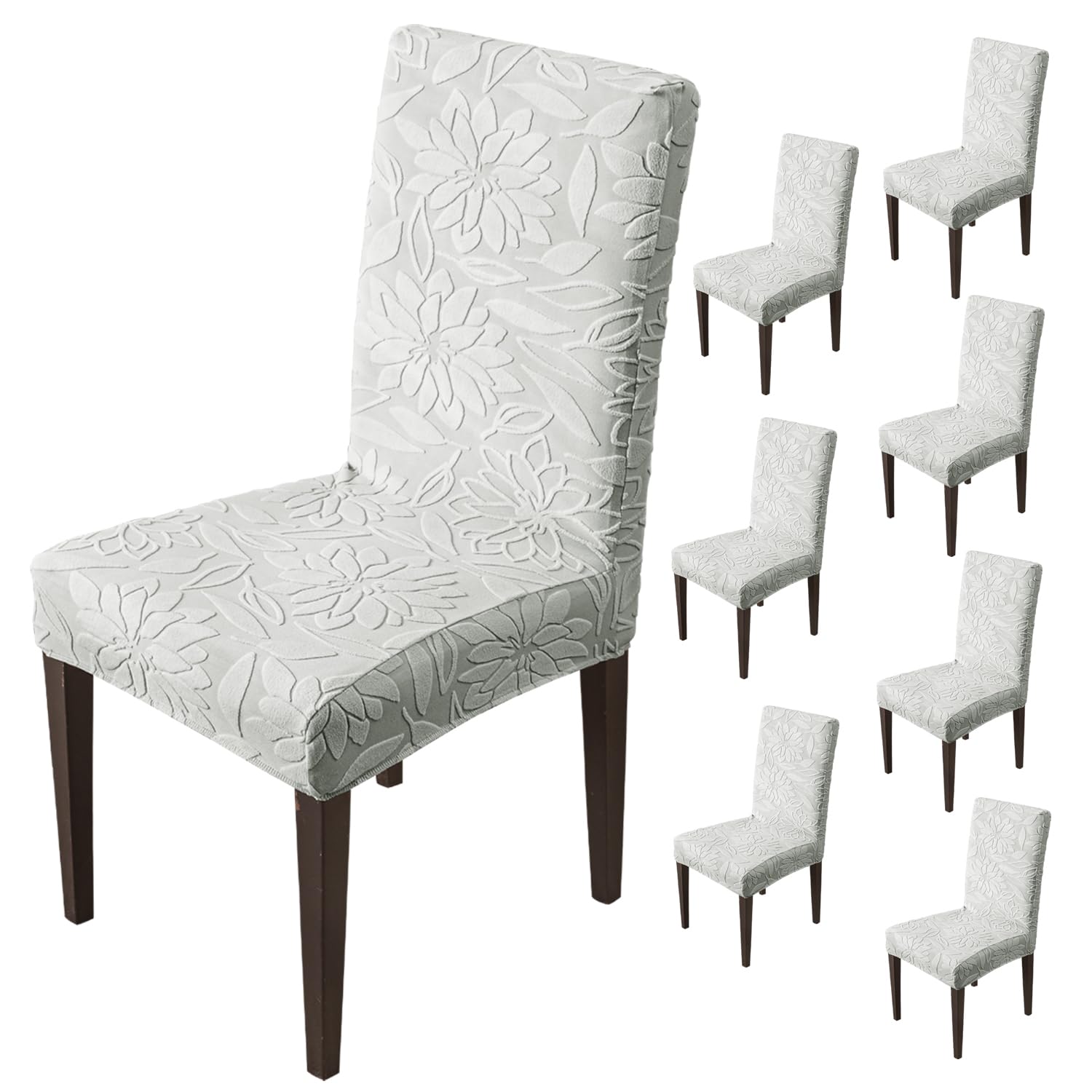 Stretchy Universal Camellia Jacquard Waterproof Chair Cover (Light Grey)