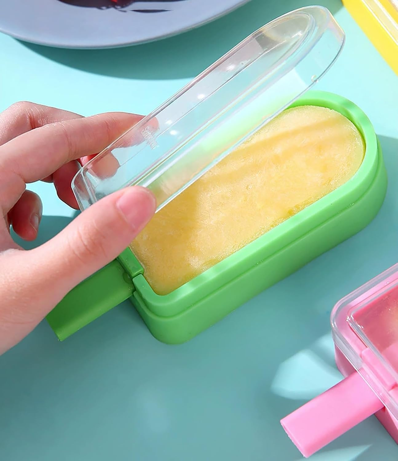 3Pcs Silicone Popsicle Molds with Lids- Multicolor