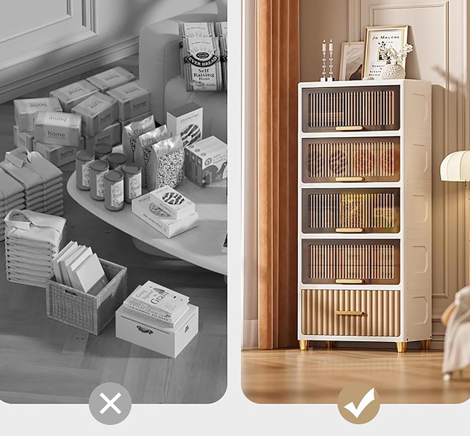 Bathroom Storage Cabinet – Freestanding Organizer with Drawers & Shelf (White,6 Layer 50CM)