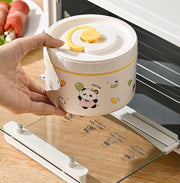 Panda Printed Lunch Box 1500ml | 304 Stainless Steel 3 Container Insulated Tiffin Box (Panda Beige)