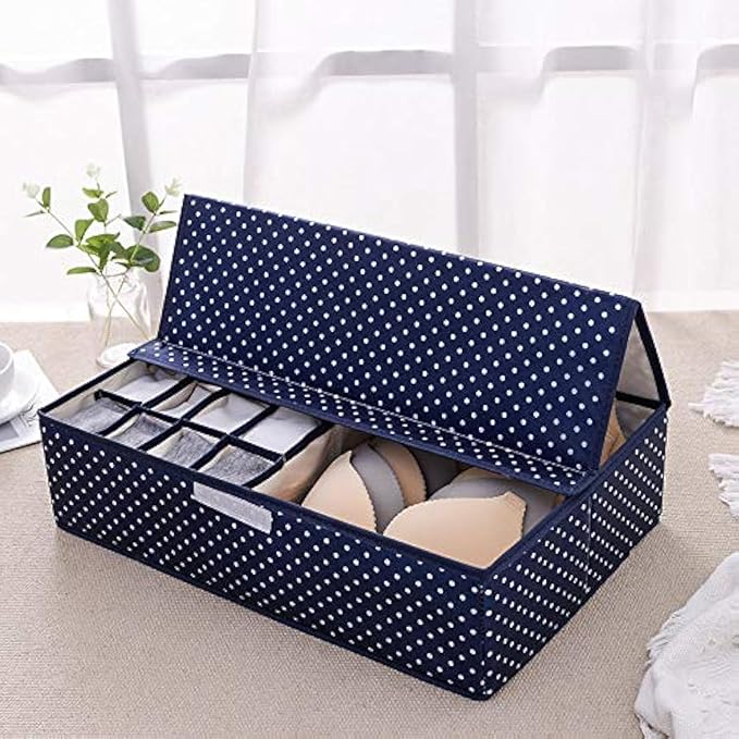 Innerwear Organizer 16+1 Compartment (Navy Blue Polka)