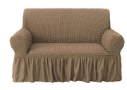 Bubble Frill Couch Cover-Light Brown