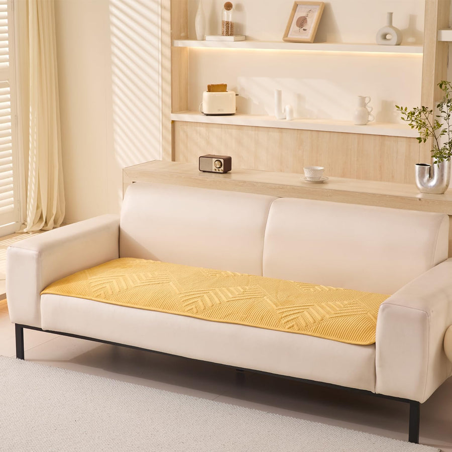 Sofa Covers Mat Velvet Herringbone Chenille Fabric (Yellow)
