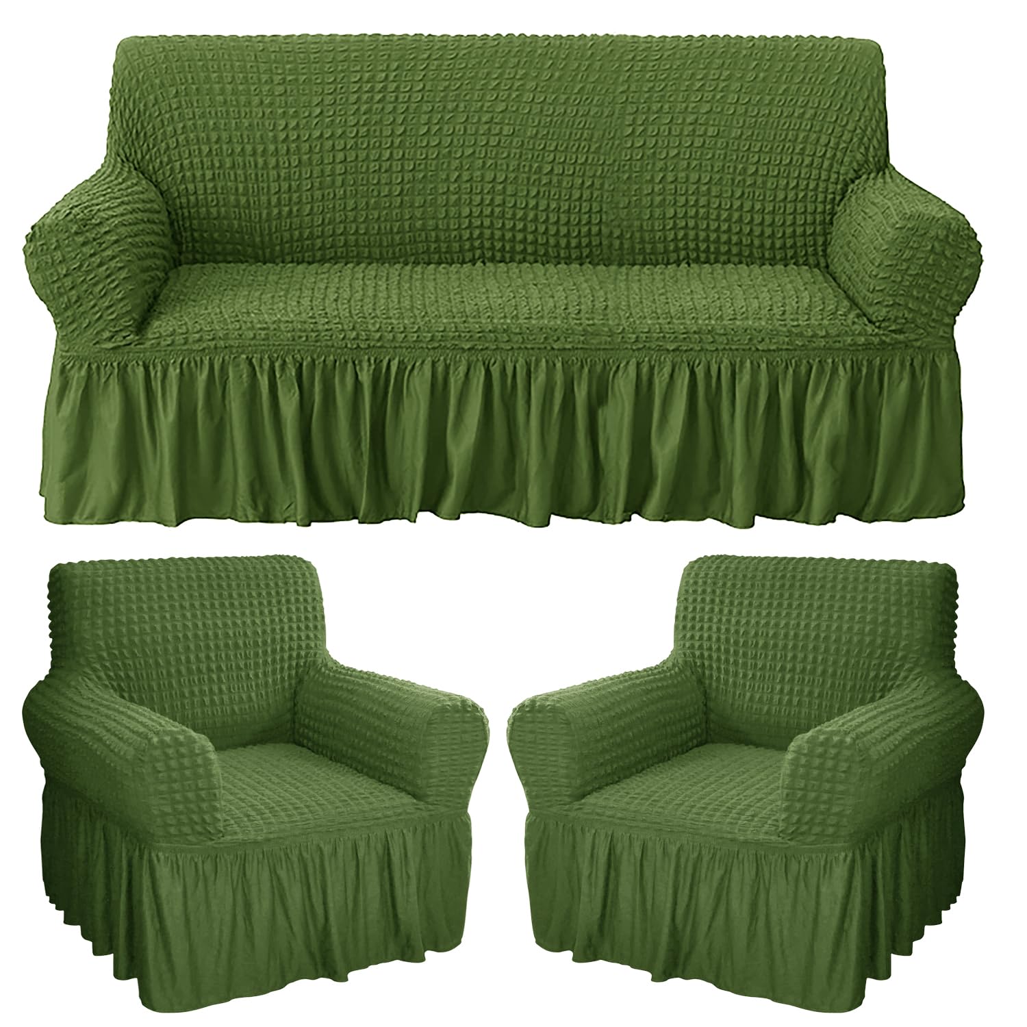Turkish Bubble Frill Five Seater 3 + 1 + 1 Sofa Slipcovers 280 GSM