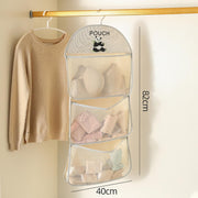 Closet Hanging Organizer with Mesh Large 3 Pockets & Rotating Metal Hanger(Beige)