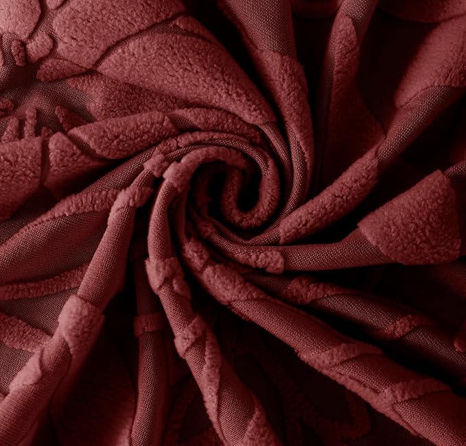 Universal Jacquard Waterproof Camellia Fabric Sofa Cover (Maroon)