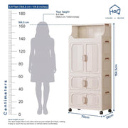 Foldable Wardrobe with Magnetic Doors & Wheels - Ivory White