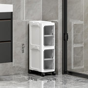 Narrow Bathroom & Kitchen Storage Cabinet with Transparent Drawers and Wheels – White