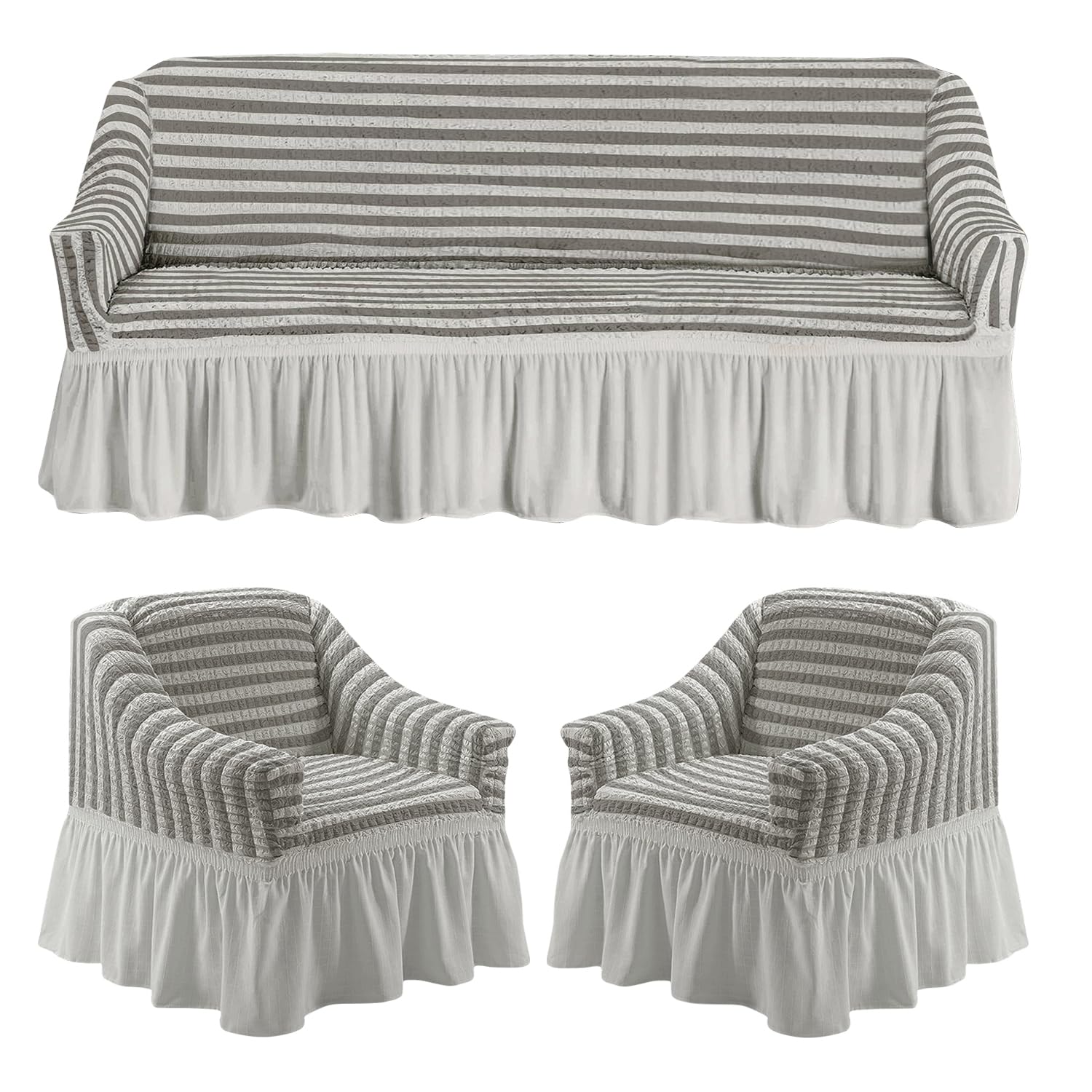 Turkish Bubble Frill Five Seater 3 + 1 + 1 Sofa Slipcovers 280 GSM