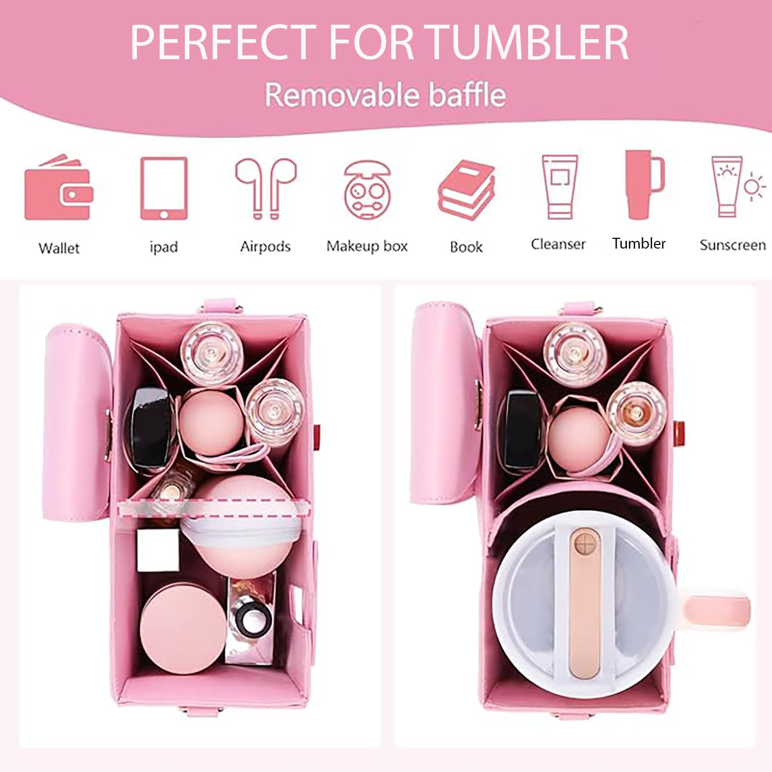 Crossbody Tumbler Holder with Purse Compartment