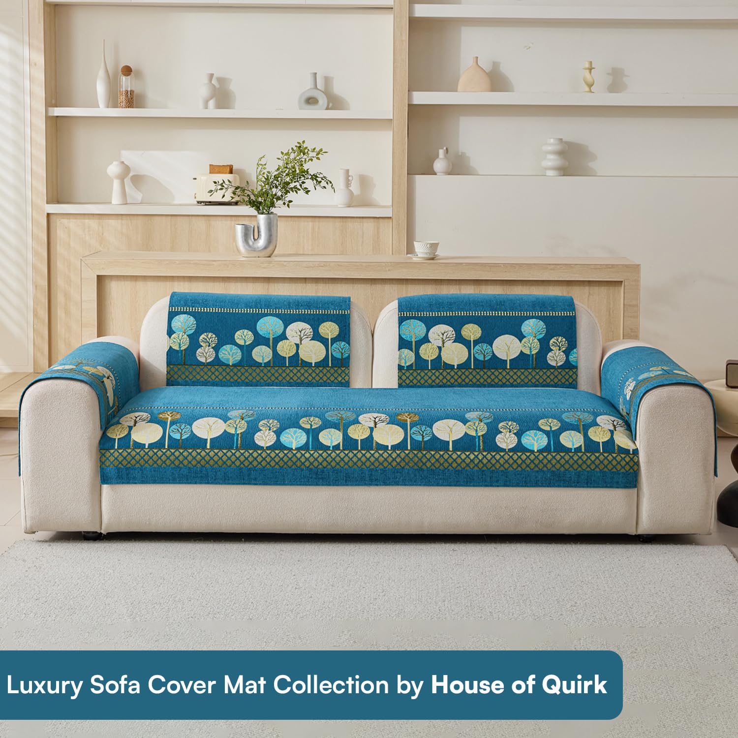 Moontree Series Quilted Chenille Jacquard Sofa Cover – Non-Slip, Washable, Soft Furniture Protector