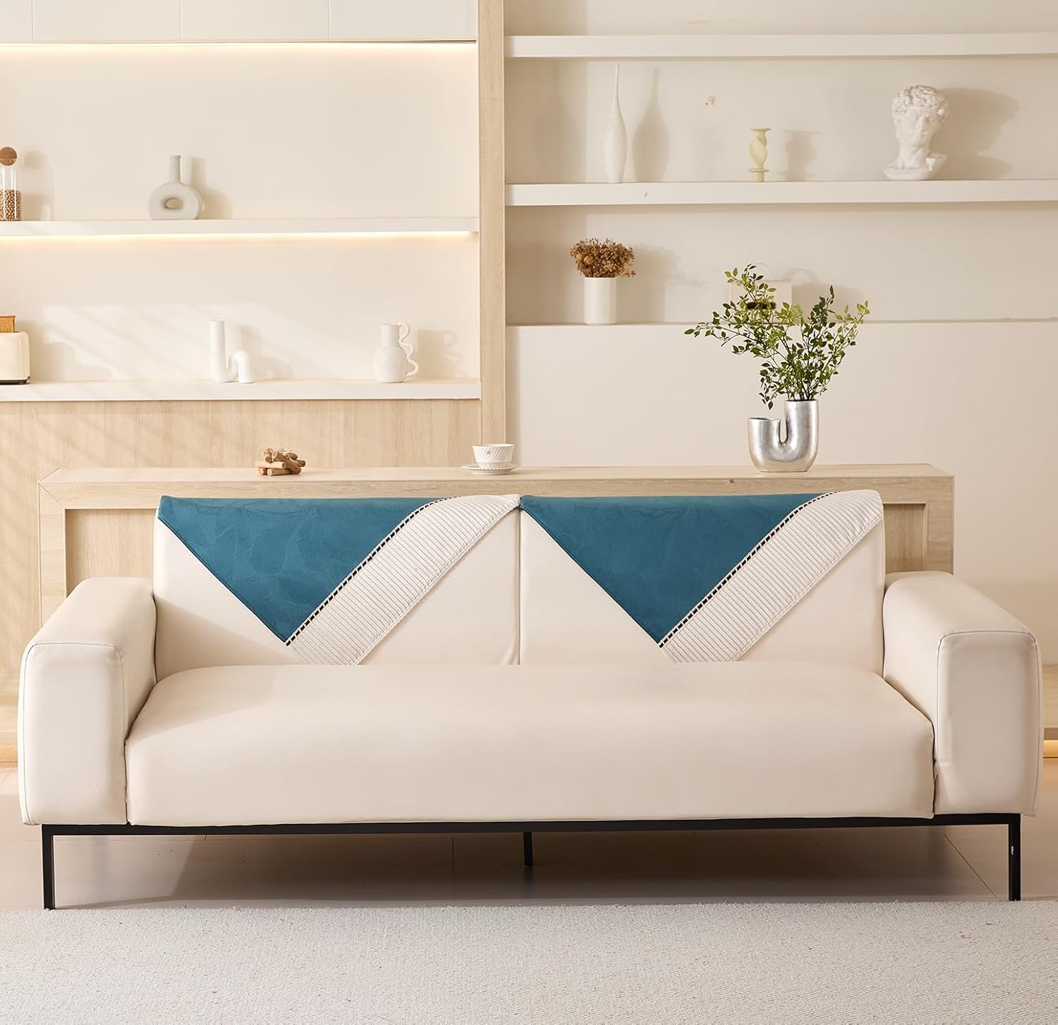 Sofa Cover Mat Autumn Pattern Chenille Fabric (Blue)