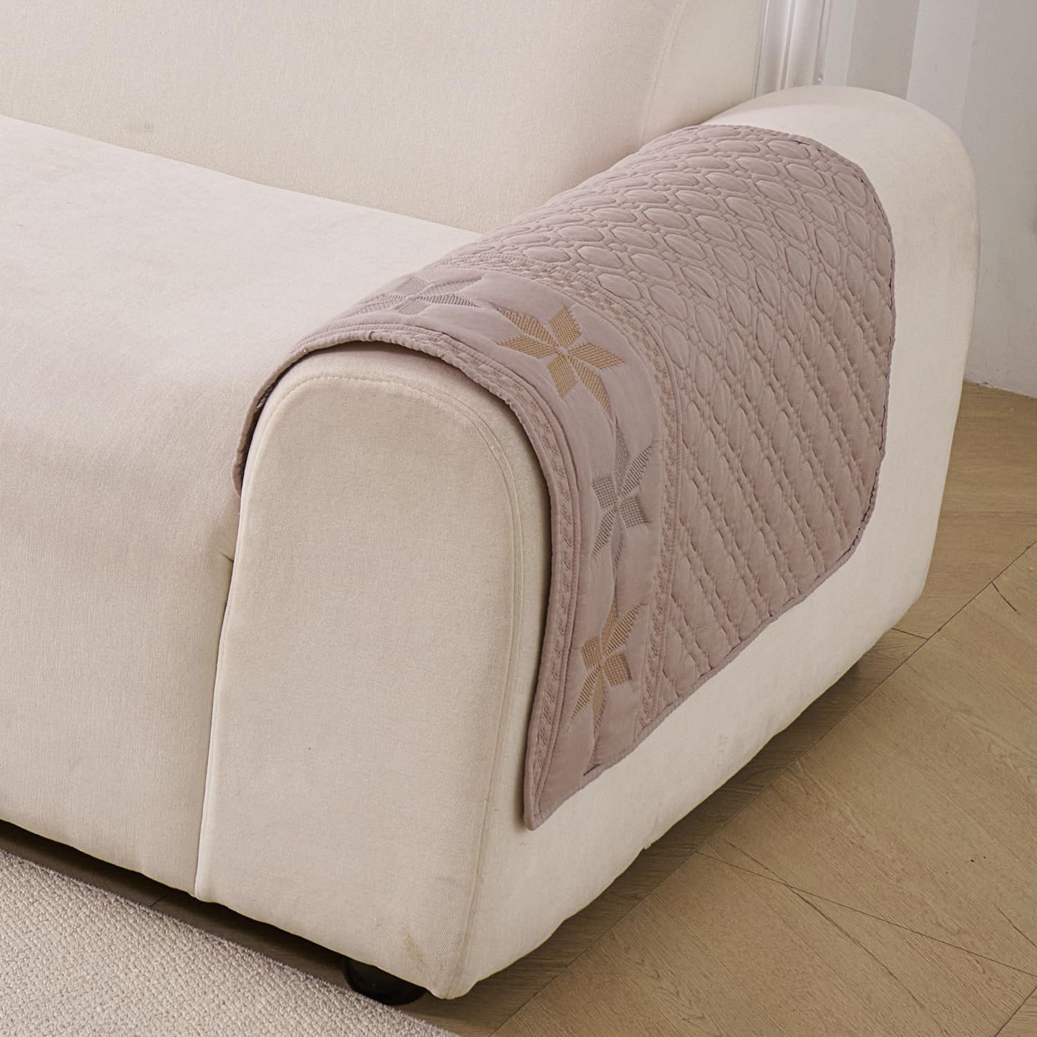 Glacier Series Quilted Sofa Cover – Soft, non-slip & washable furniture protector- Walnut