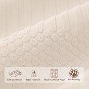 Ridge Plush Sofa Cover  Floral Design - Ivory