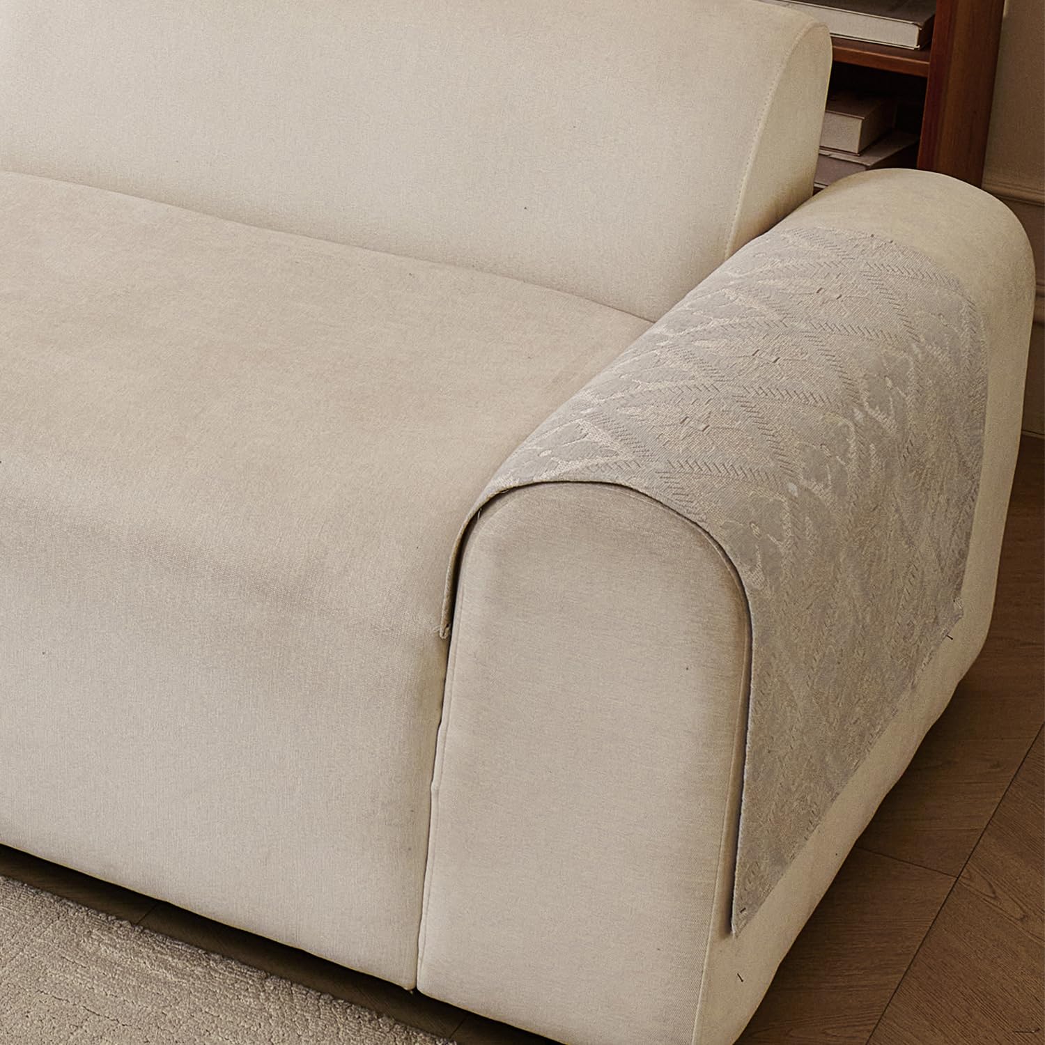 Lumen Series Chenille Jacquard Couch Cover – Quilted Non-Slip Washable Sofa (Grey)