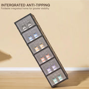 6-Layer Foldable & Stackable Shoe Cabinet with Transparent Front Door (Transparent)