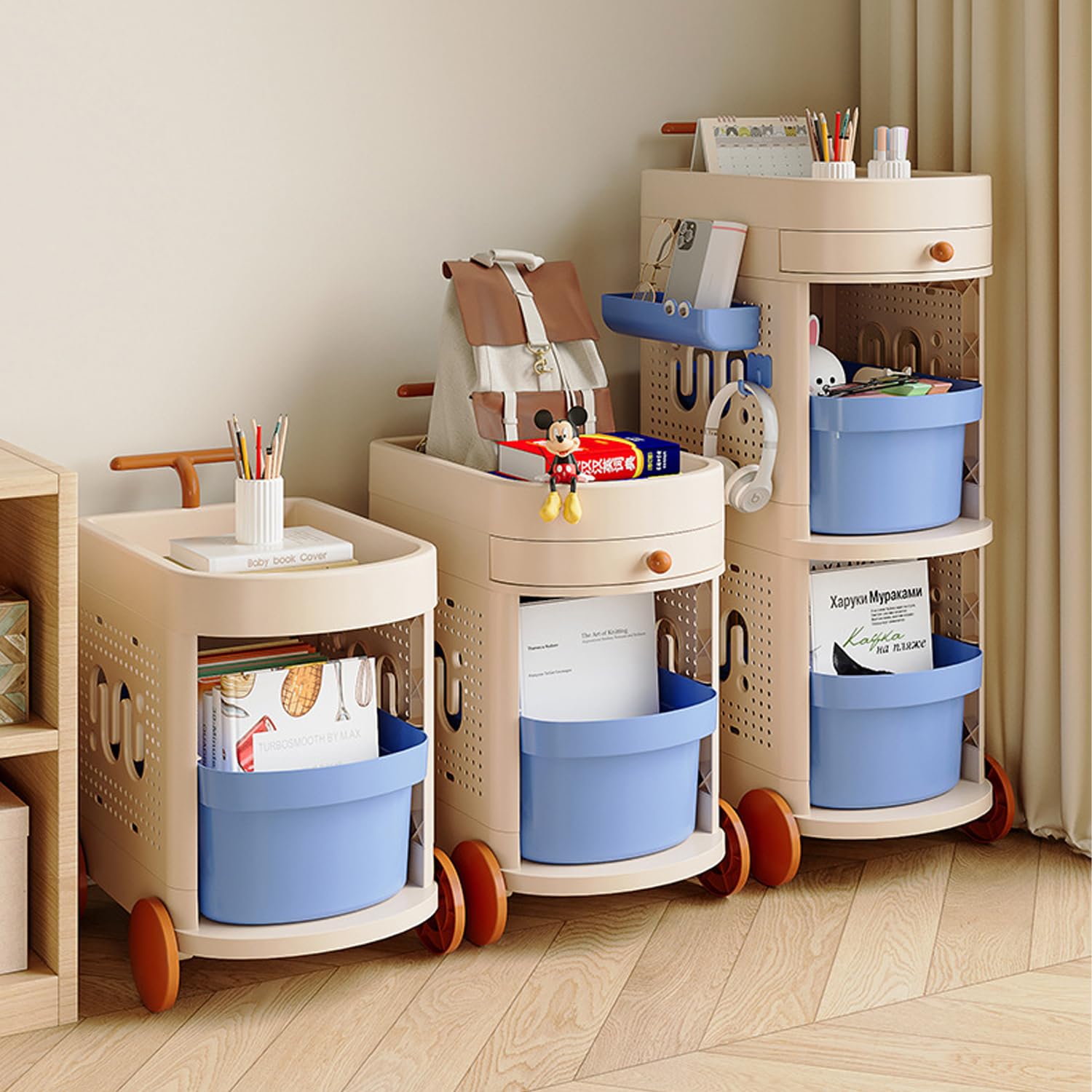 Portable Bookshelf Storage Trolley Multifunctional Utility Organizer