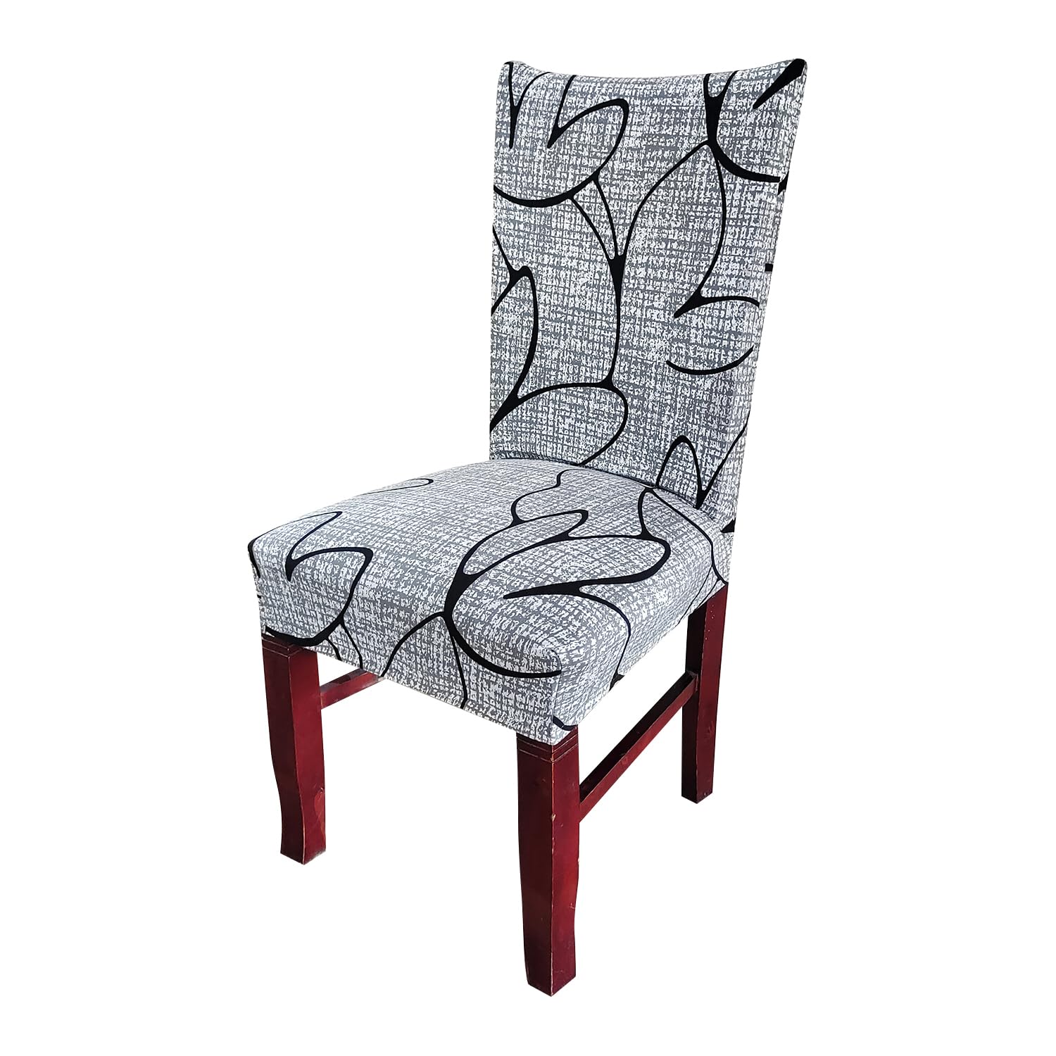 Elastic Chair Cover Stretch Removable Washable (Grey Bloom)