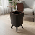 9L Bathroom Trash Can with Lid – Modern Nordic Small Garbage Bin (Black)