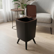 9L Bathroom Trash Can with Lid – Modern Nordic Small Garbage Bin (Black)