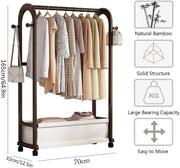 Portable Wooden Garment Rack Free-Standing Armoire-70 CM