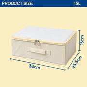 Linen Storage Box with Zipper - Off-White