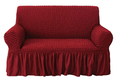 Bubble Frill Couch Cover-Maroon