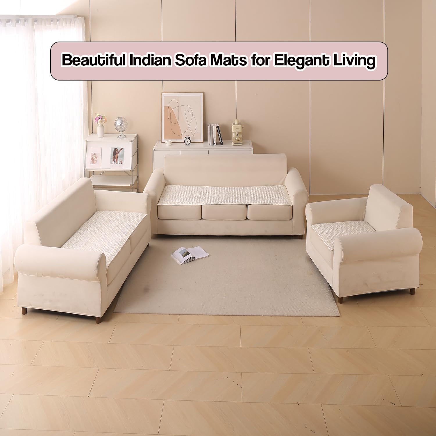 Printed Sofa Cover for Indian Sofa Set Quilted, Washable & Durable (Sandwave)