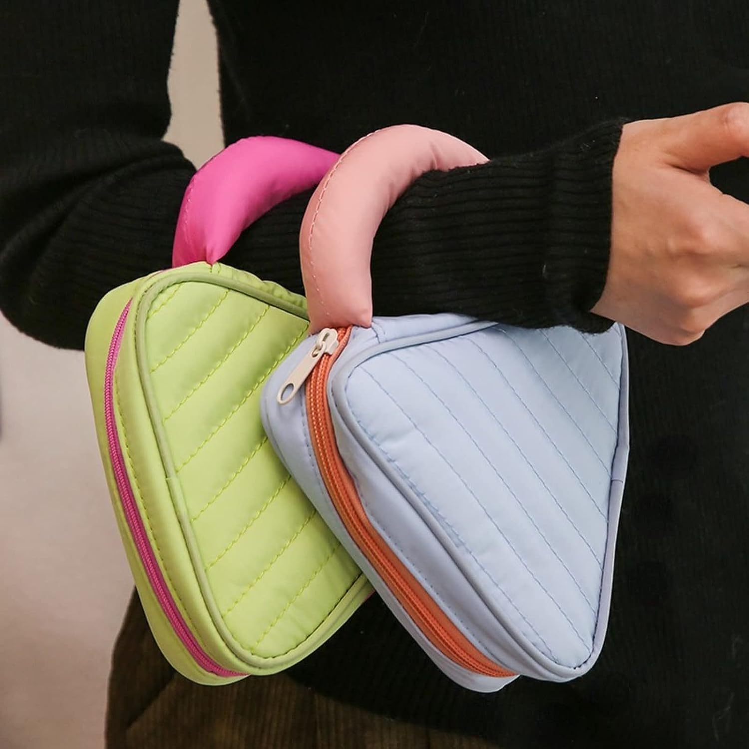 Makeup Organizer Travel Toiletry Bag Macaroon-Colored with Handle