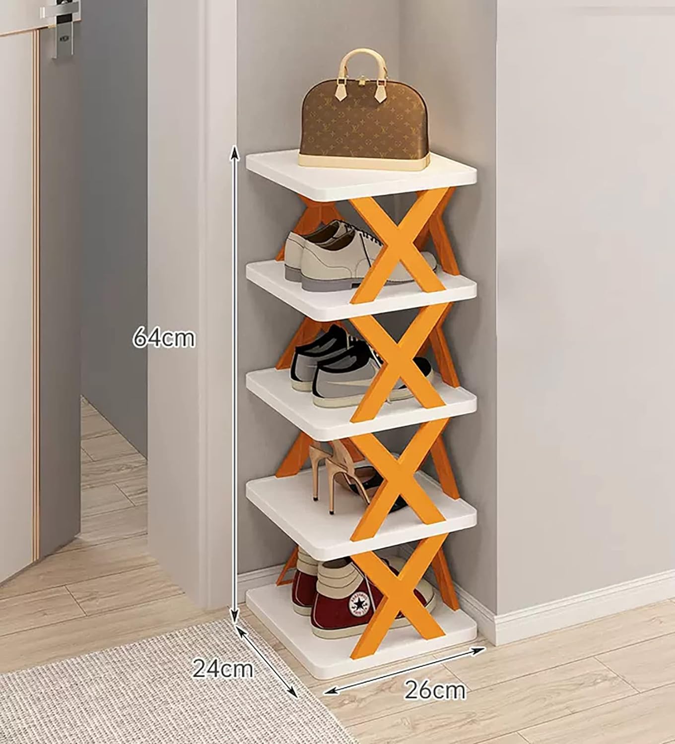 5 Tier Shoes Storage Cabinet for Saving Space-Orange