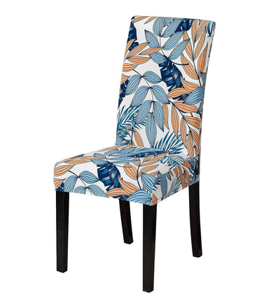 Elastic Chair Cover (Blue/Orange Leaf)