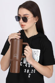 1200ML Stainless Steel Tumbler with Lid, Handle & Straws - (1200 ML)