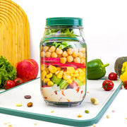 Portable Salad Pod Mason Jar with Leakproof Dressing Compartment – Reusable Travel Salad Container (Transparent)