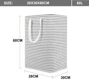 Waterproof Laundry Hamper Collapsible Baskets with Easy Carry Handles Large - White Grey Stripe