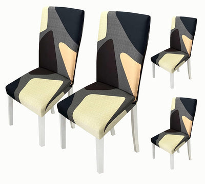 Printed Chair Cover-(Brown Cubes)