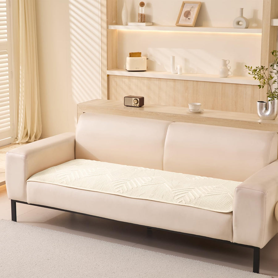 Sofa Covers Mat Velvet Herringbone Chenille Fabric (White)
