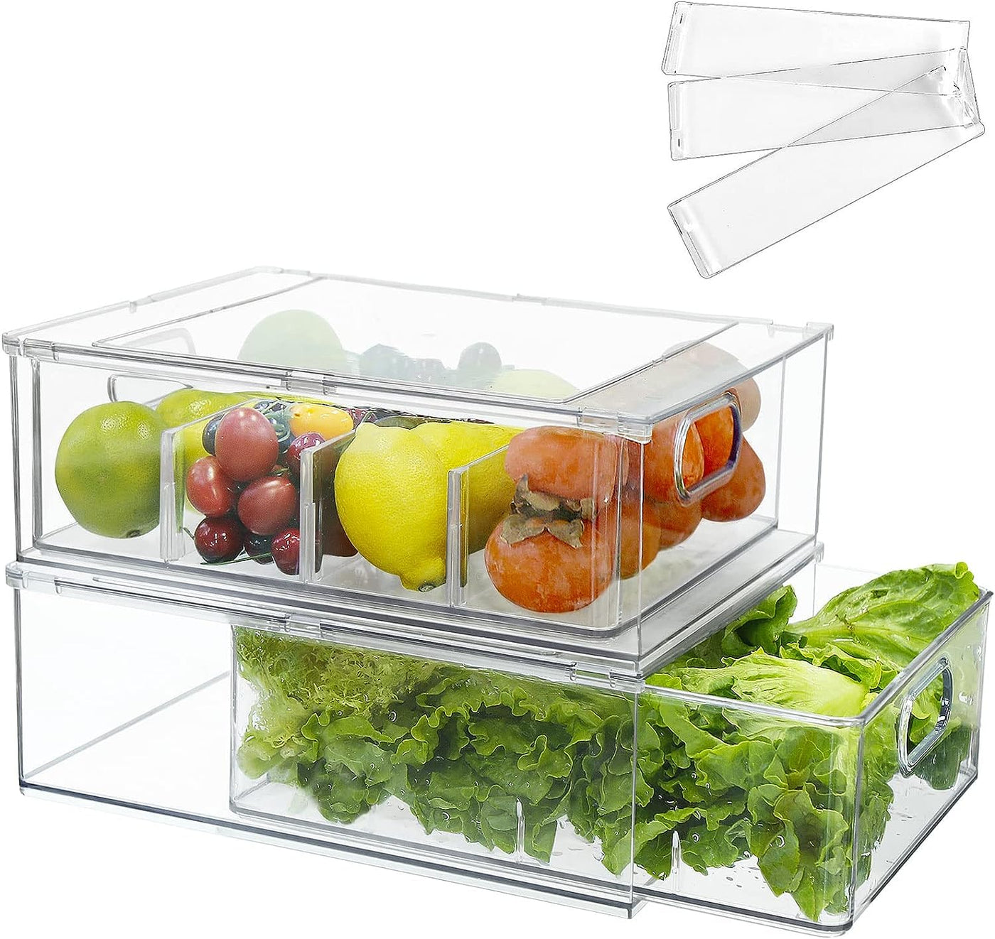 Refrigerator Organizer Bins with Pull-out Drawer
