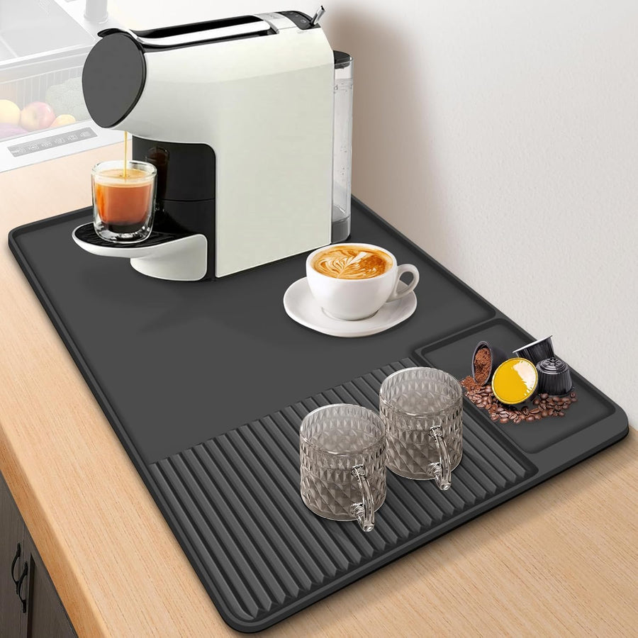 Silicone Coffee Mat For Counter Raised Spill Proof Edge