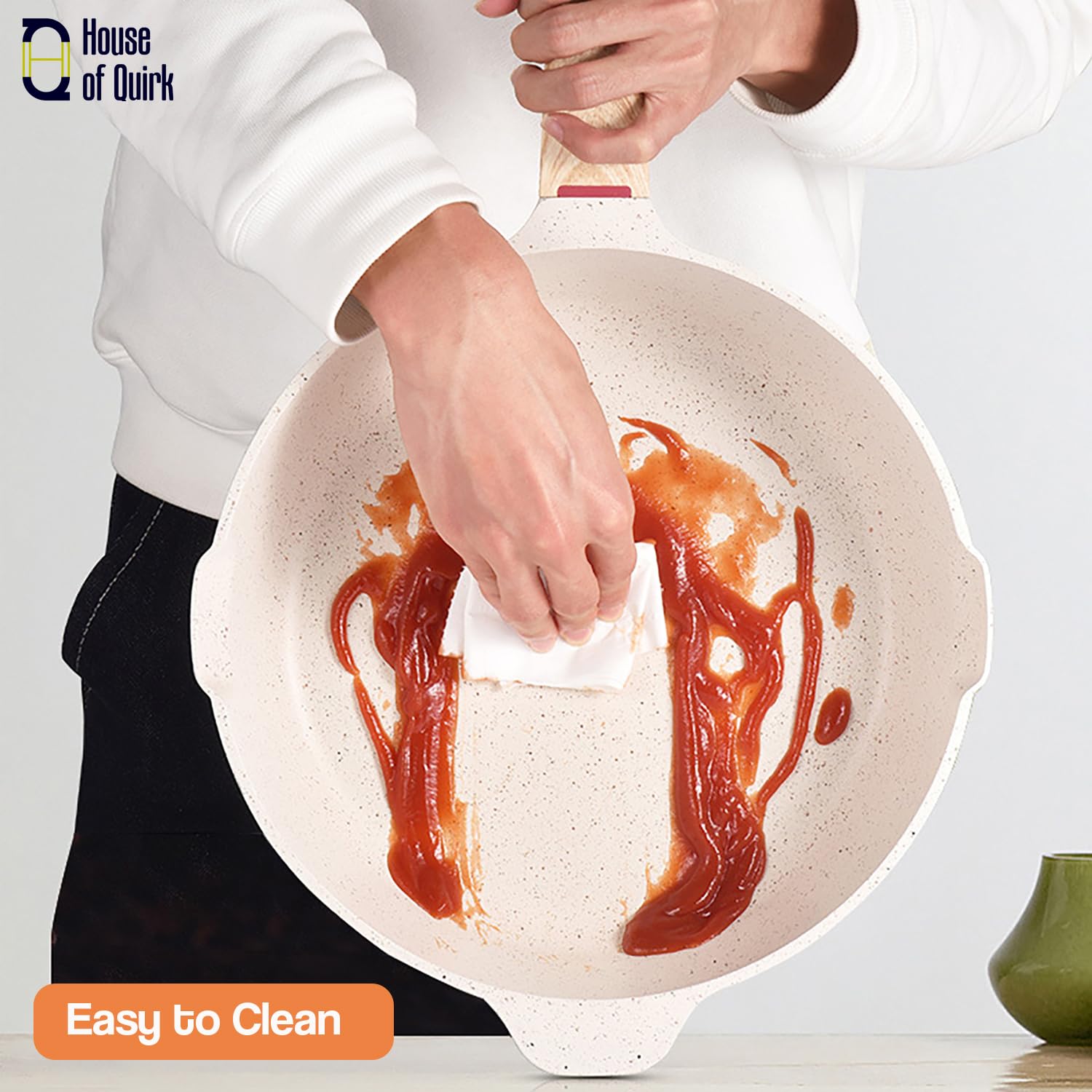 28cm Non-Stick Maifan Frying Pan 6-Layer Nonstick Coating (Granite Beige)